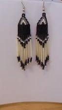 Porcupine Quill Grey/ black / White earrings handcrafted