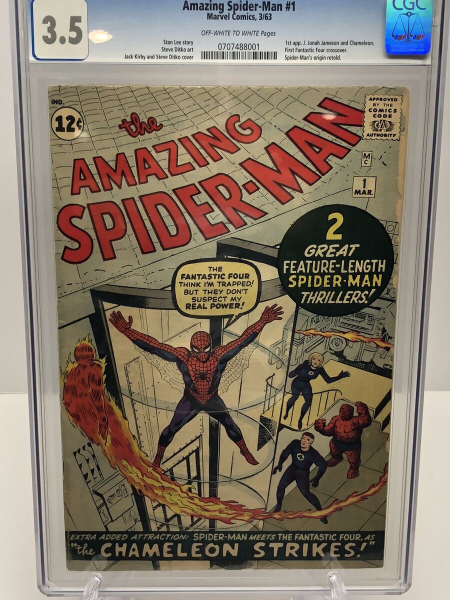 Amazing Spider-Man #1 March 1963 Comic Book Marvel Fantastic Four Crossover CGC Amazing Spider-Man #1 March 1963 Comic Book Marvel Fantastic Four Crossover CGC