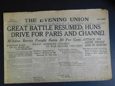 WWI Era Newspaper - The Evening Union (Springfield, MA) - May 27 1918 - 4 pgs. 