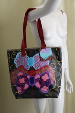 Nwt Victoria Di Hand-painted Art-wear Ooak Butterfly Bow Signed Purse Tote Bag 