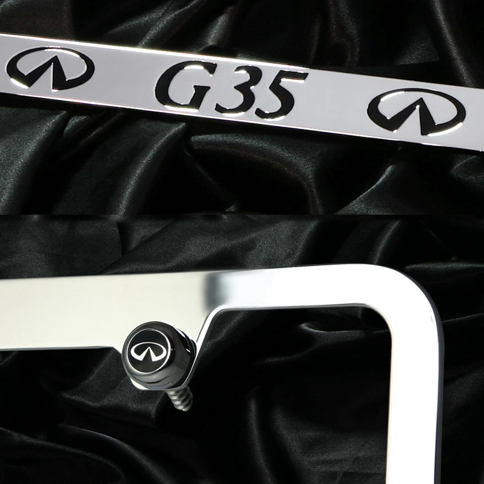 Capa tampa logotipo quadro placa metal zinco fundido preto cromado Infiniti G35 - Imagem 2 de 2