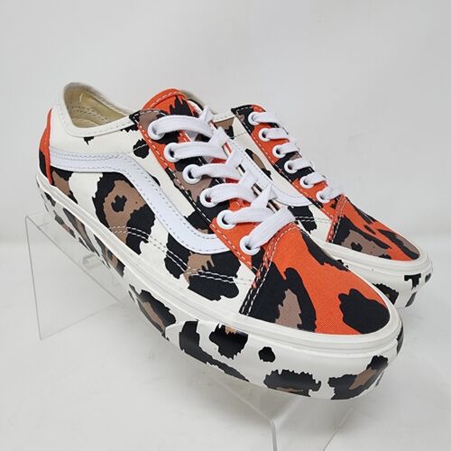 Vans Skateboarding Shoes Womens 6 Orange Animal Print Old Skool Tapered Sneakers - Picture 1 of 8