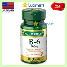 Nature's Bounty Vitamin B6 100mg Supplement Energy Health Support Tablets 100ct
