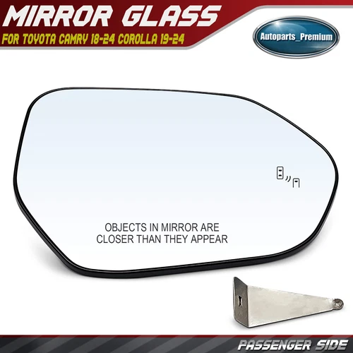 Right Power Mirror Glass w/Heated Blind Detection for Toyota Camry 18-24 Corolla