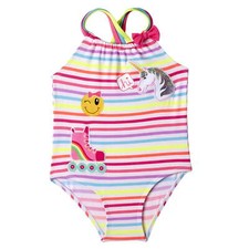 Baby Toddler Girl Unicorn Patches Striped One Piece Swimsuit Pink 12M