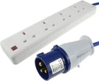 Camping Hook Up Long Lead 4 Way 20m - Blue Cable - Caravan Electric Extension