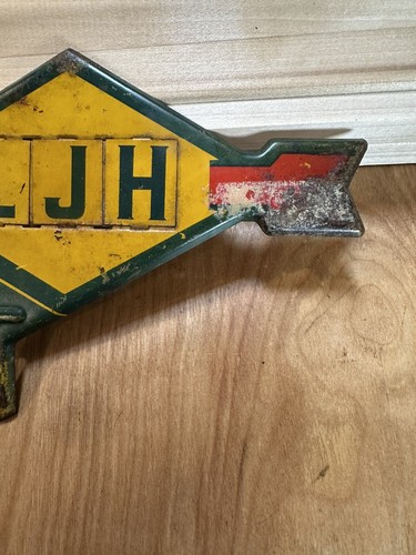 SUNOCO "LJH" Vintage Antique License Plate Topper Gas Station Advertising Sign - Picture 3 of 6