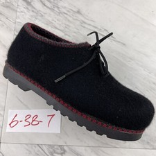   Wild N  Wooly By Stegmann Lace Up Black Felt Wool Shoe Mule Clogs Women Size 6
