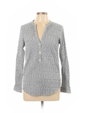MICHAEL Michael Kors Women Gray Long Sleeve Button-Down Shirt M