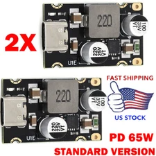 2Pack 65W Type-C DC 8~30V PD/QC Quick Charge Fast Charging Board USB Buck Module