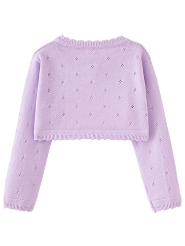 Kids Girls Long Sleeve One Button Bolero Cardigan Knit Cropped Shrug Cover - Picture 10 of 59