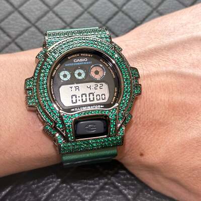 Custom Made Green Bust Down Iced Out G-Shock Watch DW-6900 | eBay
