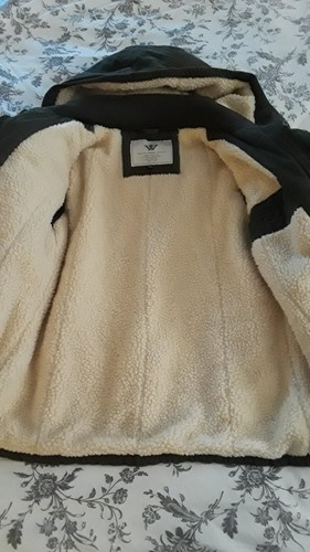 Wenven Kids Army Green/Beige Sherpa Lined Full Zip Removable Hood Parka M 10/12 - Picture 7 of 18