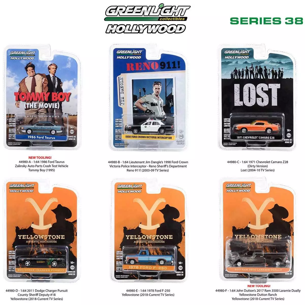 Set of 6 Greenlight Hollywood Series 38 1 64 Scale. Complete Set