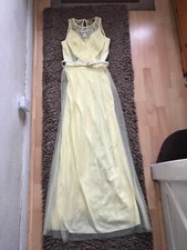 New womens size 10 Yellow Debenhams maxi dress party bridesmaid evening prom 