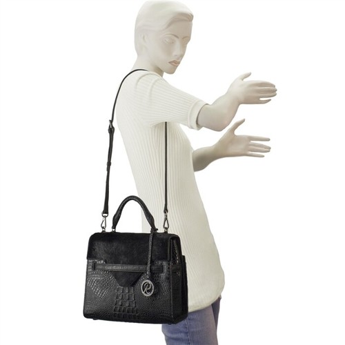 Raviani Crocodile & Calfskin Satchel Bag W/Adjustable Shoulder Strap - Picture 29 of 53