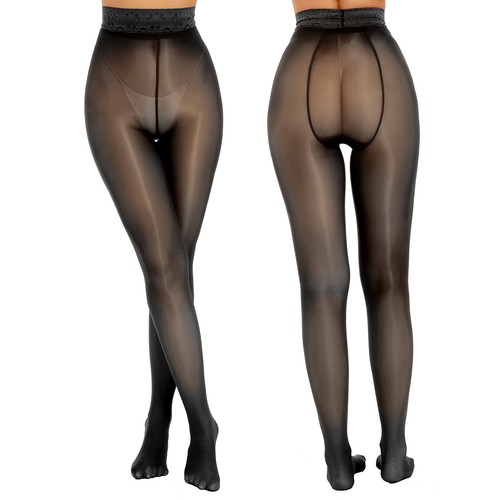 Sexy glänzende transparente Damen Strümpfe Strumpfhose Blumen Spitze Bund Pantyhose - Bild 23 von 103