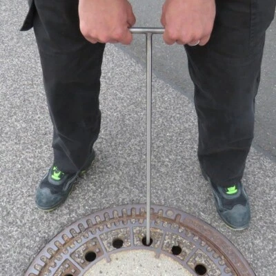 Edelstahl Schachtdeckel Gullideckel Kanaldeckel Heber Haken Deckelschlüssel VA