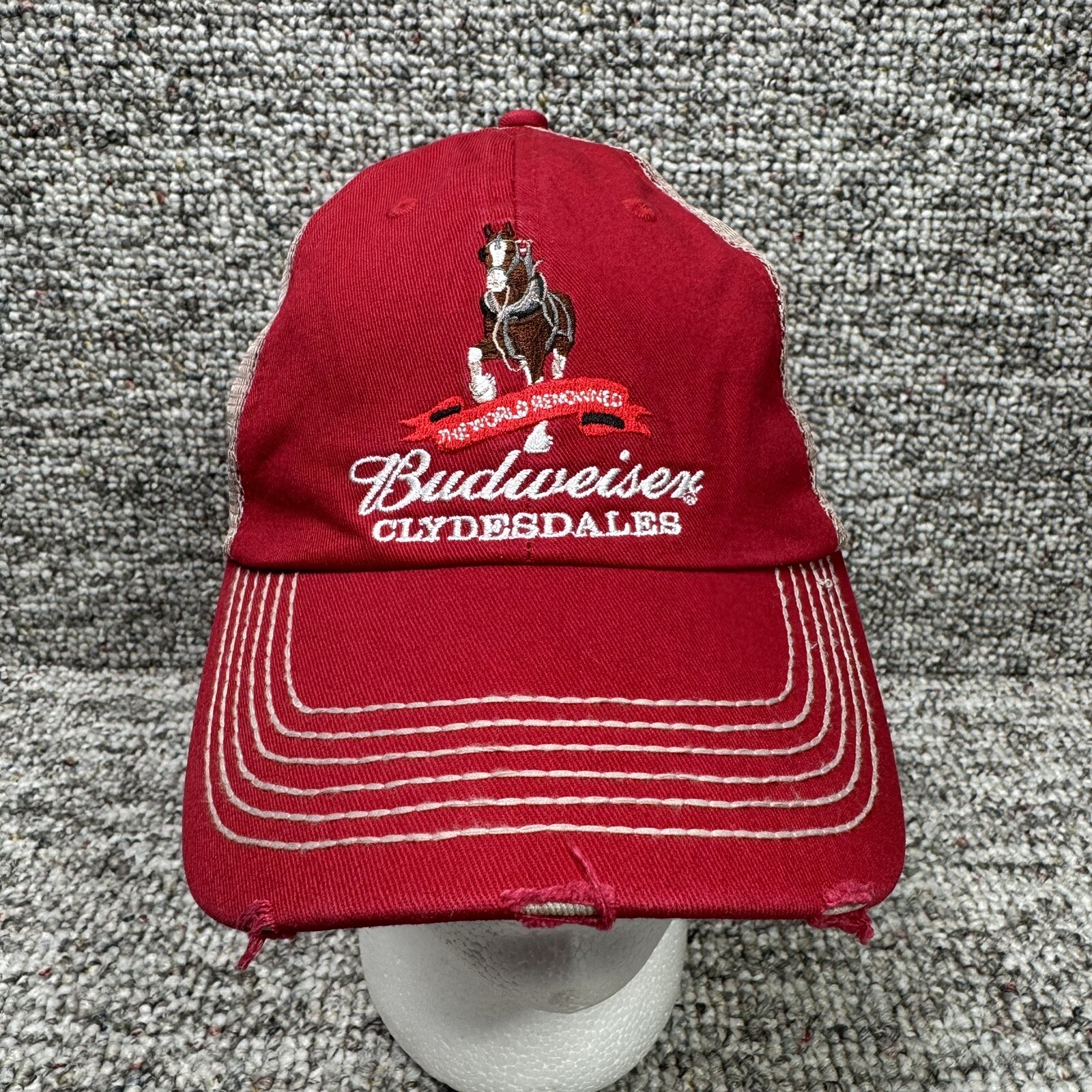 Budweiser Clydesdales Strapback Hat Red & White The World Renowned Horse