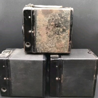 3) Ferrania Zeta Duplex I Box Camera 4.5x6 or 6x9cm Parts