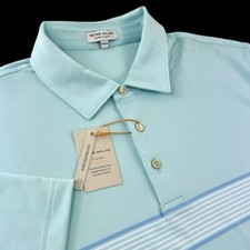Peter Millar Crown Sport Summer Comfort Performance Striped Polo Celeste 2XL