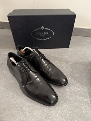 PRADA BUSINESS SCHUHE SCHWARZ LEDER LUXUS 43 UK 9