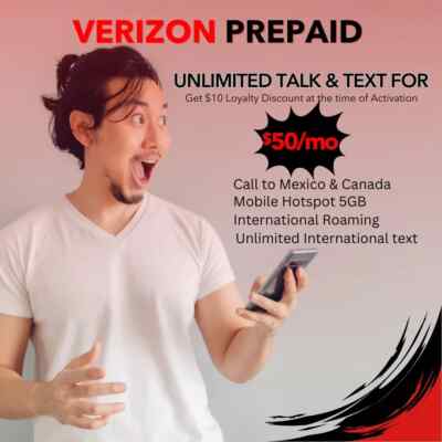   VERIZON SIM    3Months of $50 Plan INCLUDED   UNLIMITED 5G/4G DATA + HOTSPOT