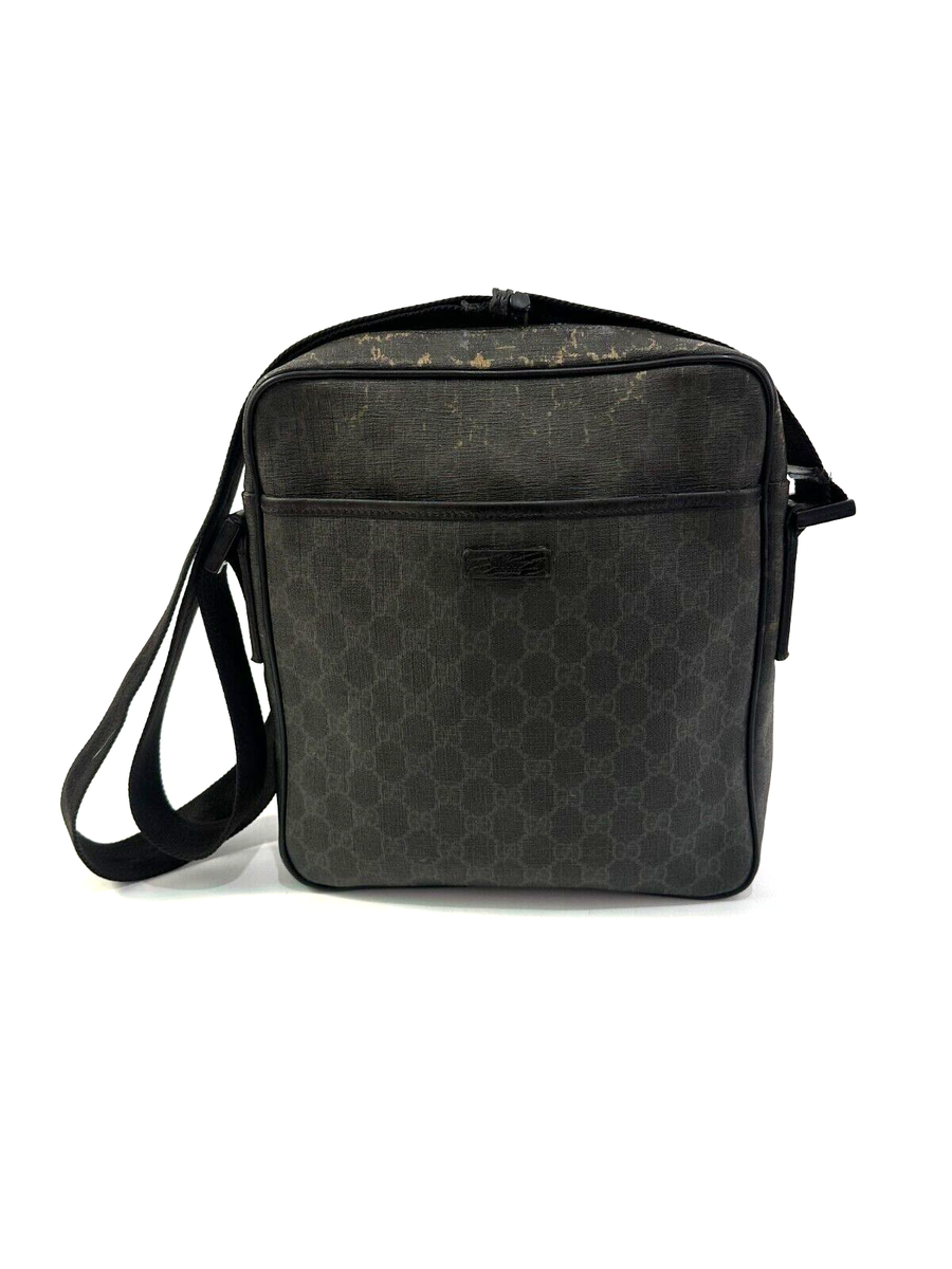 GUCCI GG Supreme Monogram Messenger Bag Black Grey | eBay