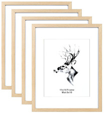 NEW Yaetm 11x14 Wood Picture Frame for 8x10 Set of 4, Natural Solid Oak Wood