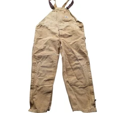 Vintage Carhartt Overalls Mens 48x30 Double Knee Tan Carpenter Canvas Work 6FBZ