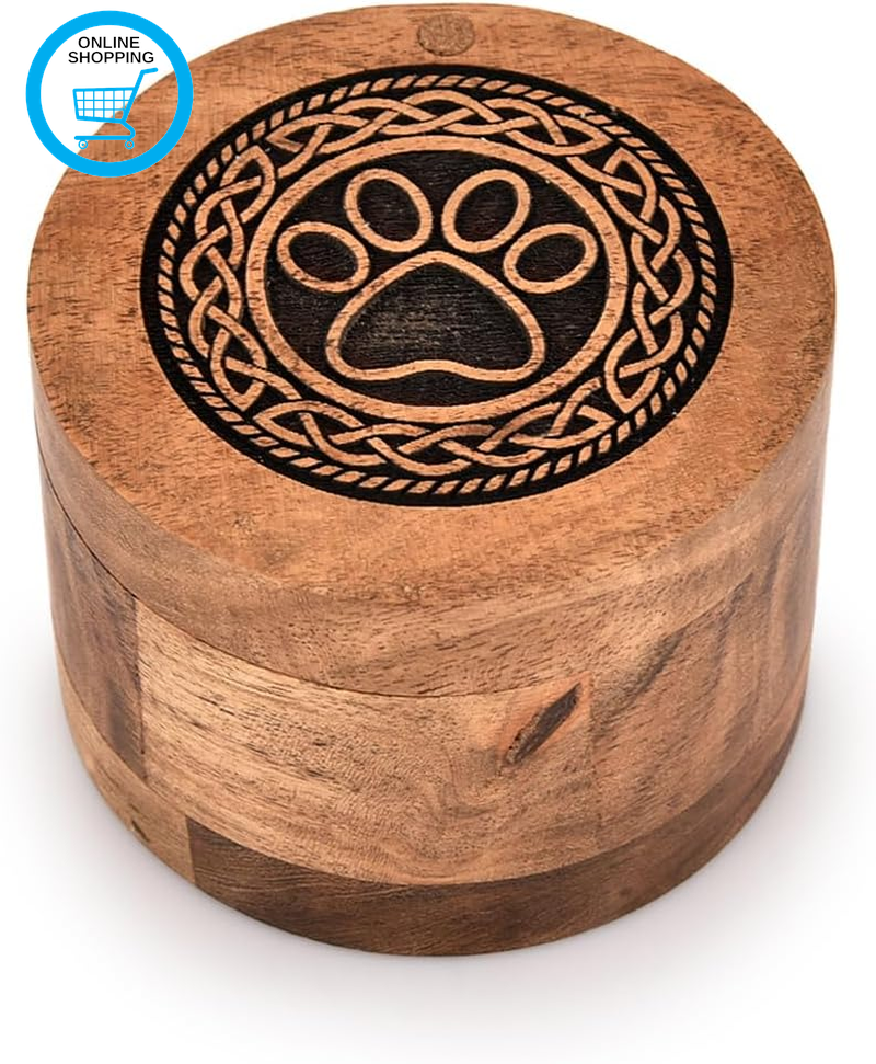 Dog Urn Wooden Pet Memorial Keepsake Cremation Urns for Ashes Pet Urn Wood Keeps