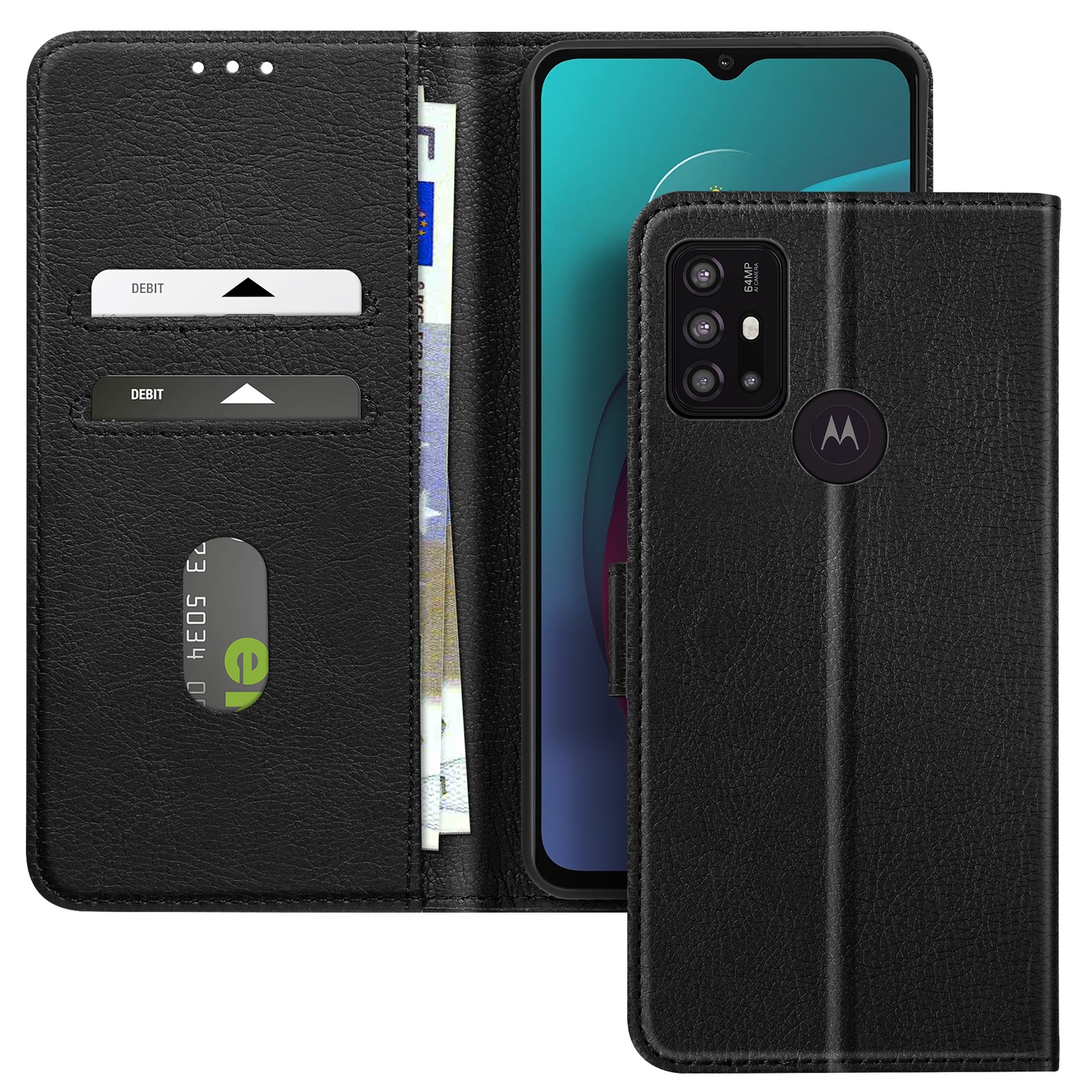 Custodia a libro Moto G10 étui rabat multifonction noir en similicuir