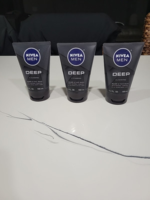 NEW Nivea Men Deep Cleansing Beard And Face Wash 3.3 Ounce X 3 Packs