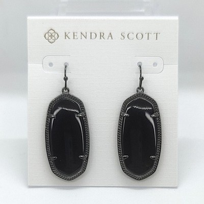 New Kendra Scott Elle Gunmetal Drop Earrings In Black