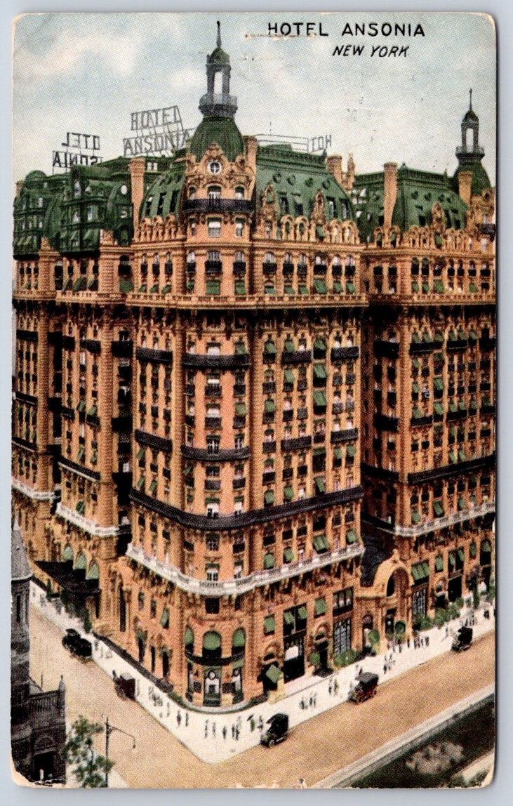 Antique NEW YORK Postcard NEW YORK Hotel Ansonia 1917