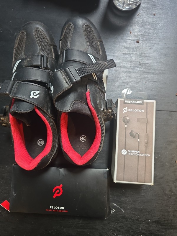 Peleton Cycling Shoes, Urban Ears And Heart Rate Monitor