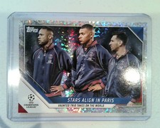 Topps 2021-22 UCL Neymar Mbappé Messi Stars Align in Paris #62 Sparkle Foil