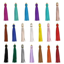 20 Pieces 3.9 inch Faux Leather Tassel Bulk Keychain Tassels Artificial Leath...