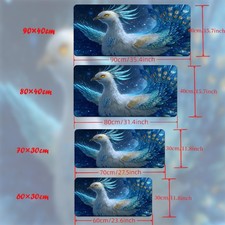 40 90cm1pc Blue and White Bird Design XXL Mouse Pad - Non-Slip Rubber Base, Larg