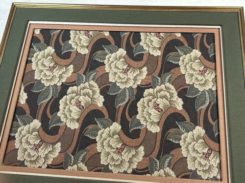 Framed Textile Wall Art Peony Floral Fabric Panel 32x43 Vintage Gold Frame - Picture 11 of 23