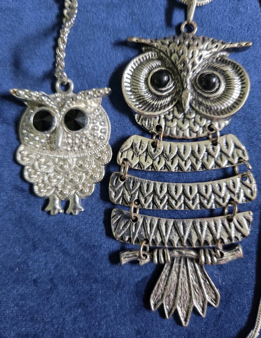 Vintage Large Statement Runway OWL Pendant Necklace Lot  Articulated