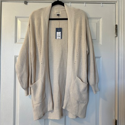 NWT Universal Thread Cream Beige Knit Cardigan Sweater Size Small 100% Cotton