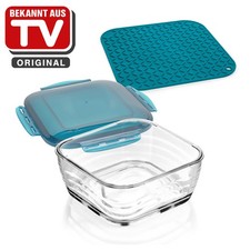 GENIUS Nicer Dicer Chef ciotola in vetro 2,8 litri resistente al forno con coperchio petrol