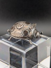 Alte Pillen Silber Dose 800 Käfer Tier Insekt Figur Scharnier massiv 