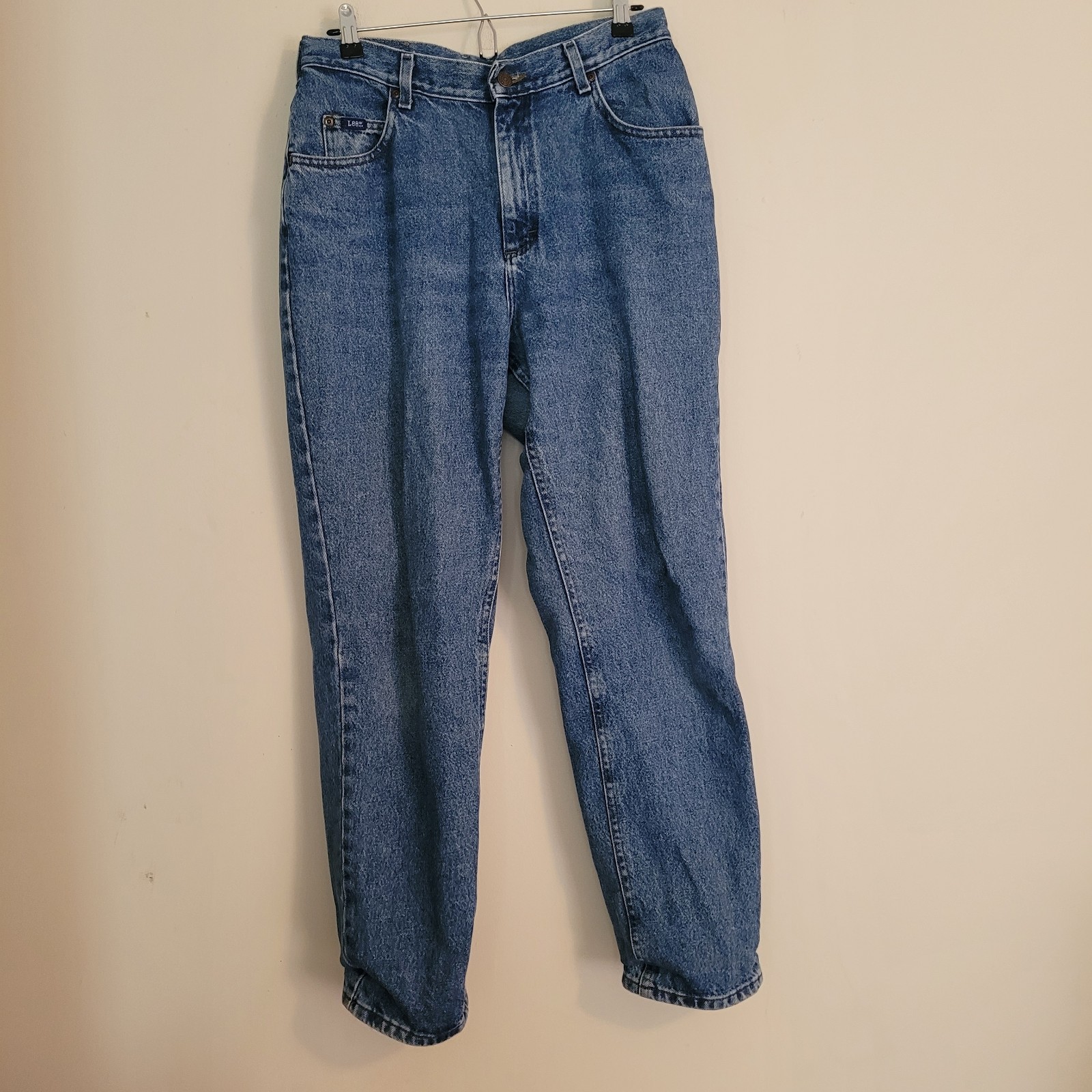 Vintage Lee High Rise Mom Jeans Women's Size 12 Blue Denim Tapered Leg Retro Fit-image