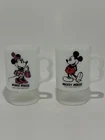 Walt Disneys Mickey&Minnie Mouse Milk Glass 2 Finger Pedestaled Coffee Cups Vtg!