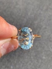 15ct Gold Aquamarine 5ct Ring, Antique 1900 15k 625 3.5g