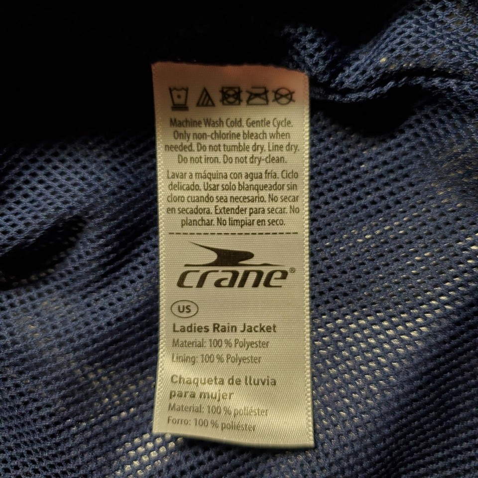 🌧 CRANE Rain Jacket Medium 8/10 Navy Blue Hooded Full Zip Nylon Mesh ...