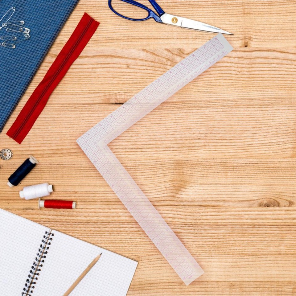 Ergonomic Pink Plastic Sewing Ruler for Fabric Pattern Drawing and ...