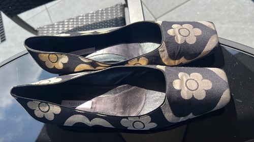 Pollini made in Italy Satin/Leather Black Gold Shoes Size 40/UK 7 - Picture 18 of 23